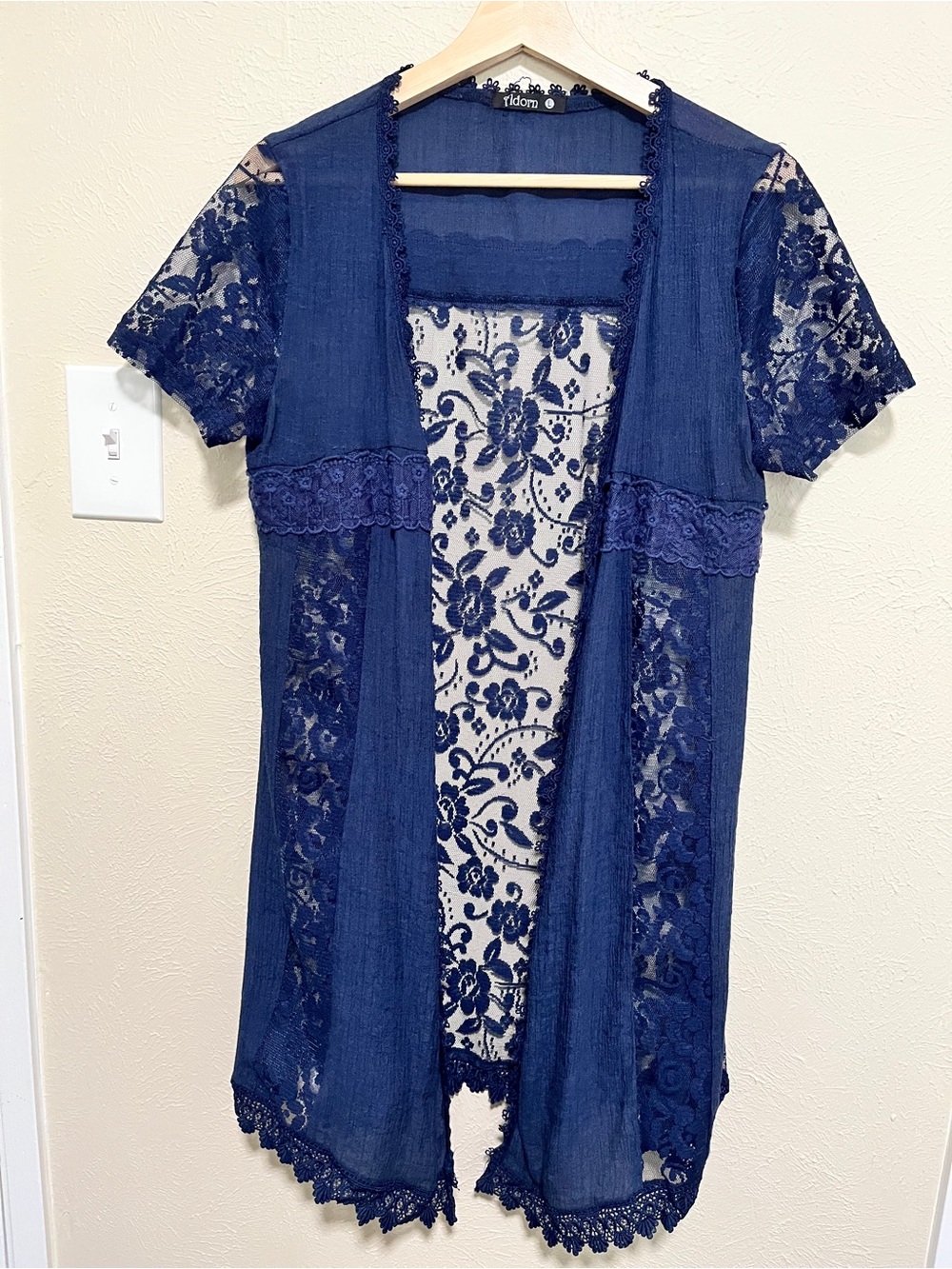 Blue Lace Open-Front Women's Top Duster